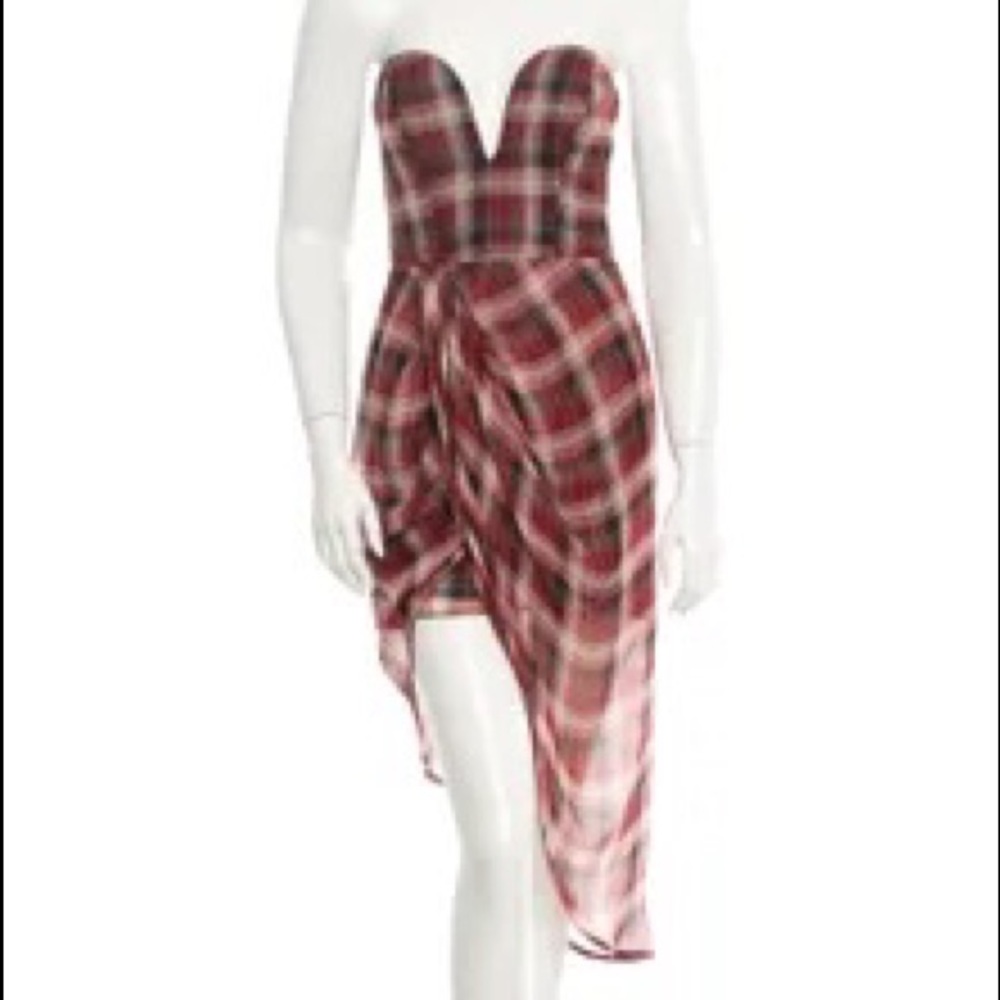 Zimmermann Plaid Strapless Dress